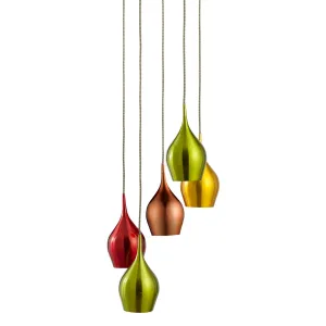 6465-5 Vibrant 5 Light Multi-Coloured Multi Light Pendant