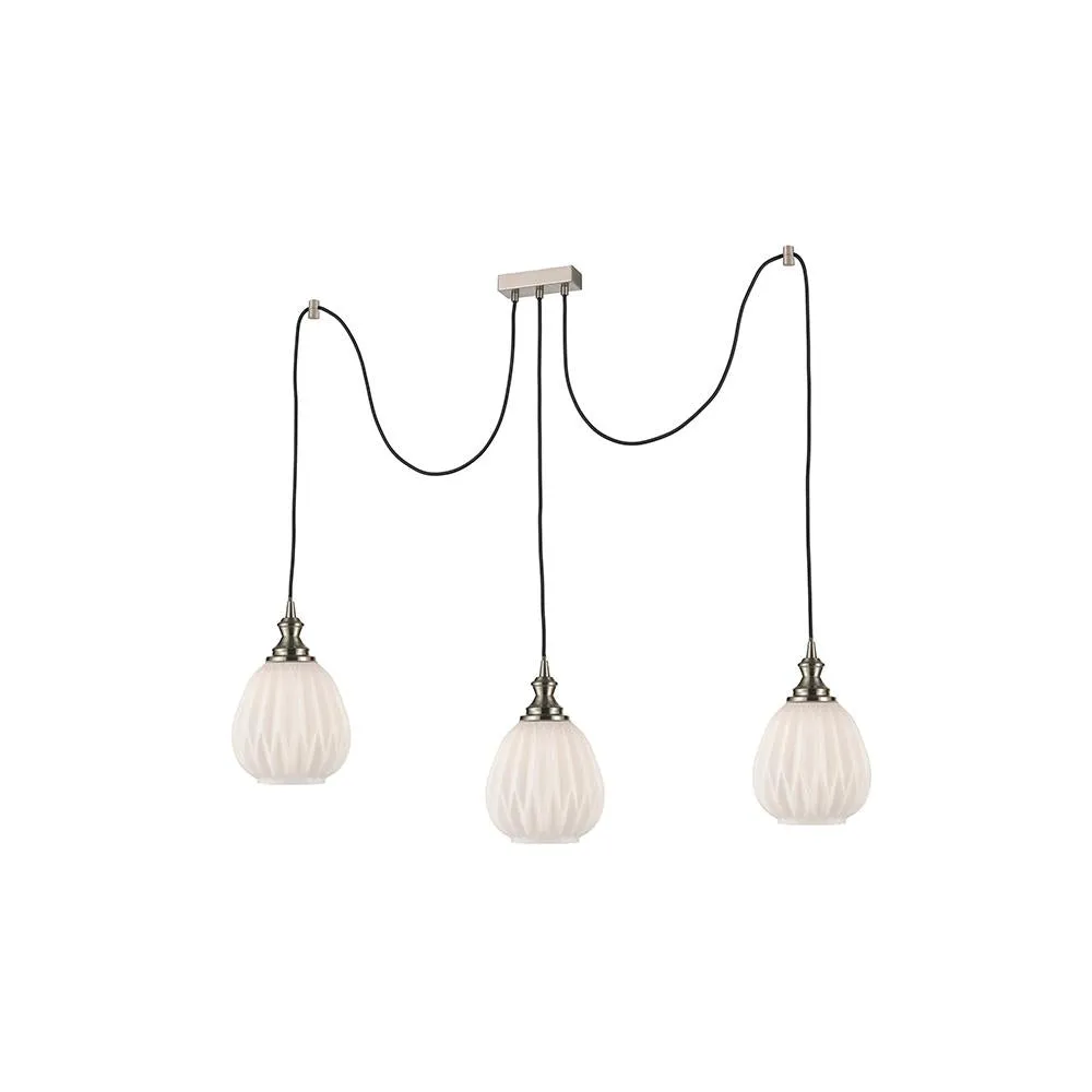 943/3-7242LF 3 Light Suspended Light Satin Nickel