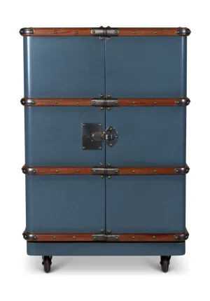 Authentic Models Polo Club Travel Suitcase Cabinet Bar, Petrol
