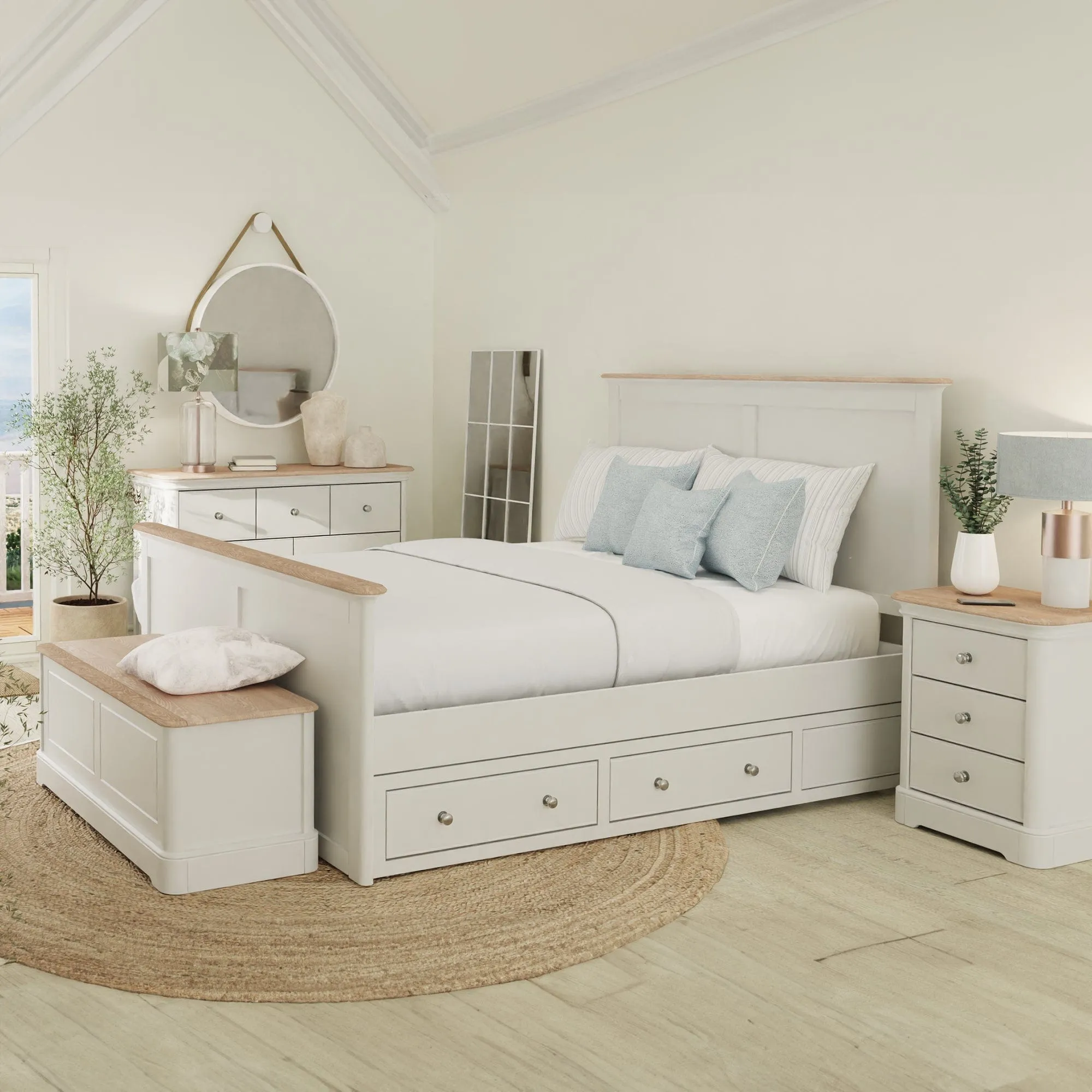 Aylesford - Panel Bedframe With Solid Oak Top