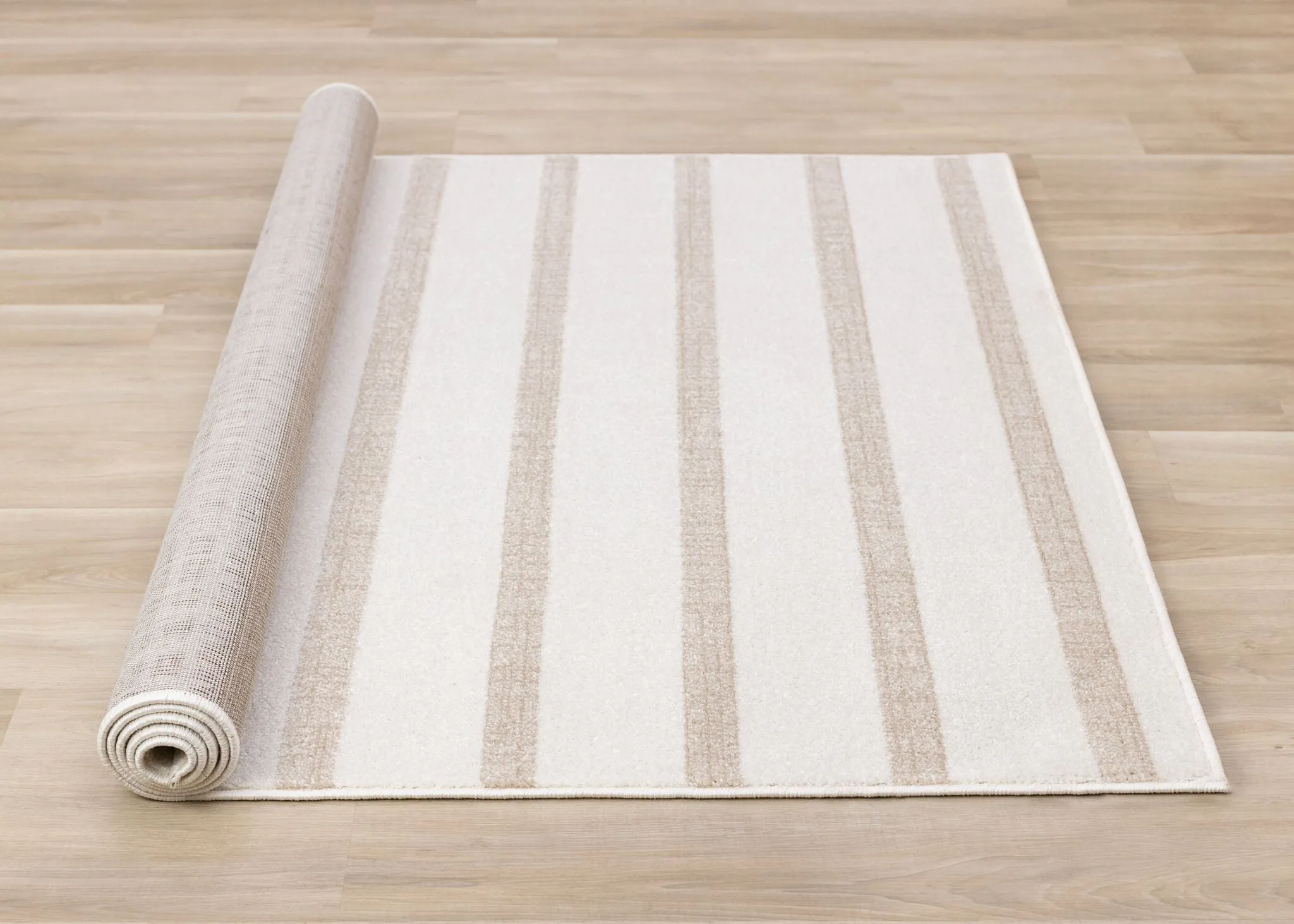 Beachwood Stripes 6'7" x 9'10" Striped Area Rug - Cream