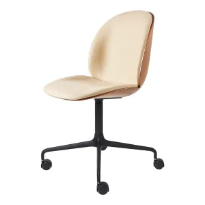 Beetle Meeting Chair - Front Upholstered - 4-Star Aluminum Base w/ Casters - 3D Veneer Shell