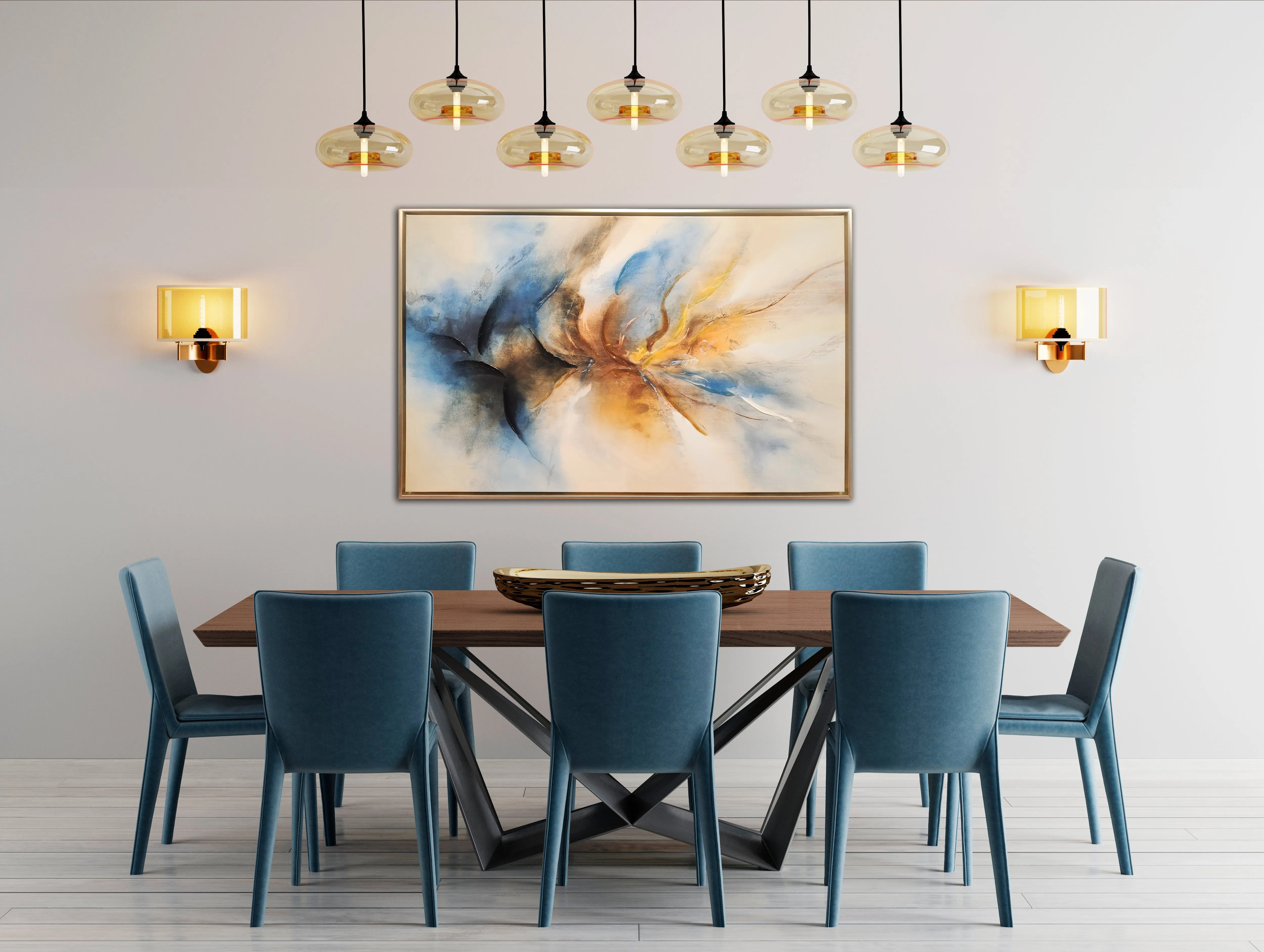 Beginning to End Wall Art - Orange/Blue - 46 X 31