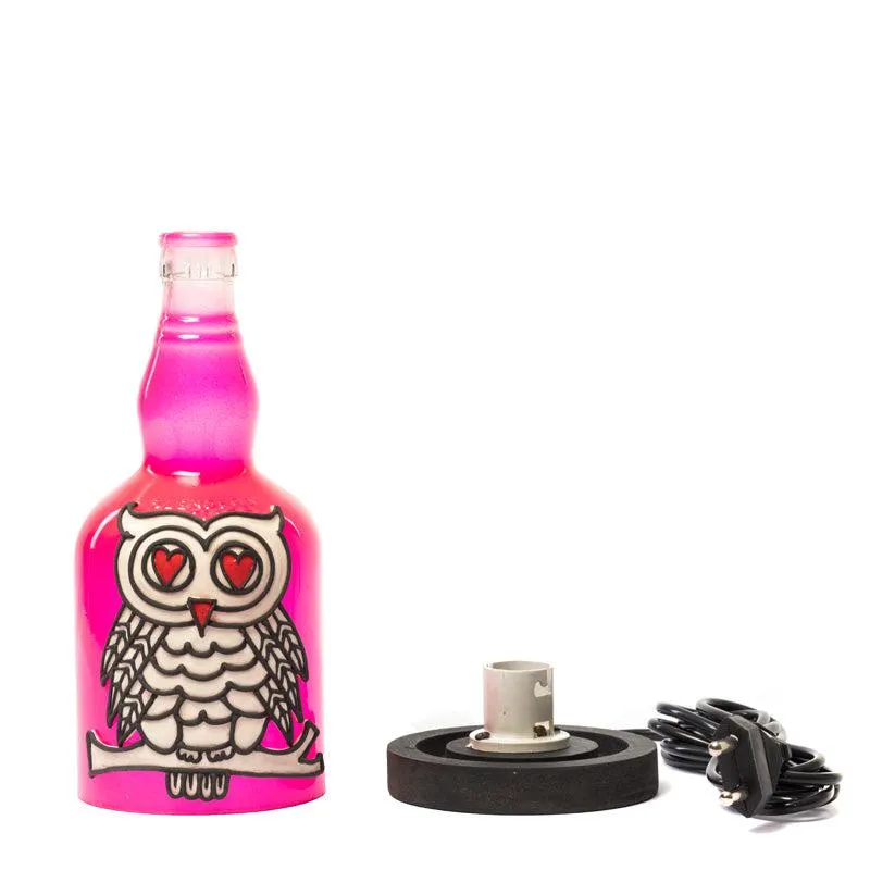 Black & White Owl Handmade Inlit (Pink)