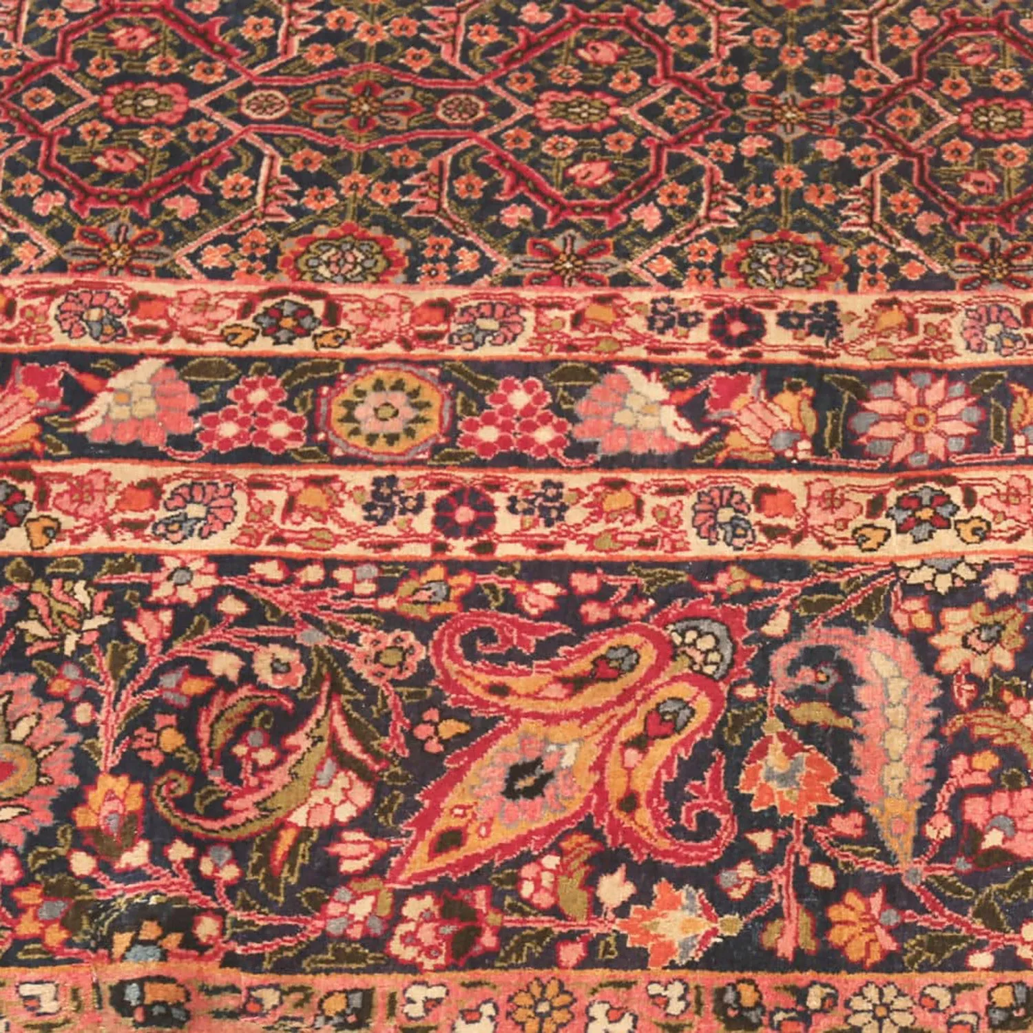 Blue & Red Antique Persian Khorassan Rug - 11'5" x 16'7"