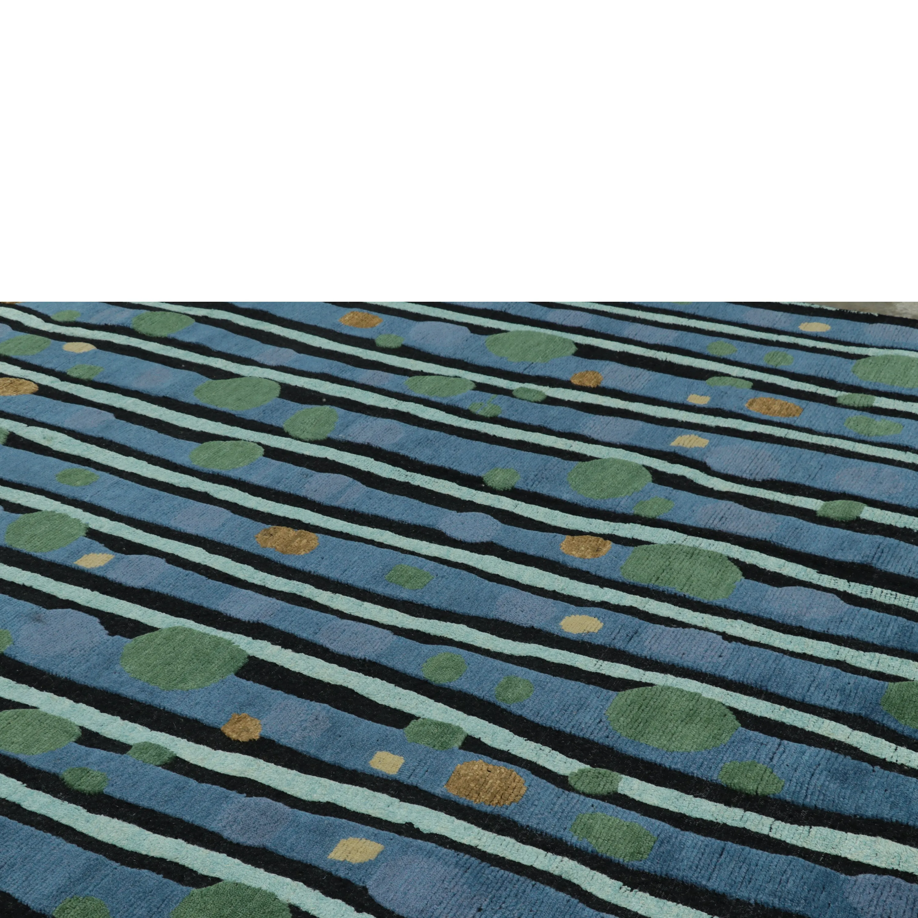 Blue Contemporary Wool Jute Rug - 8' x 9'11"