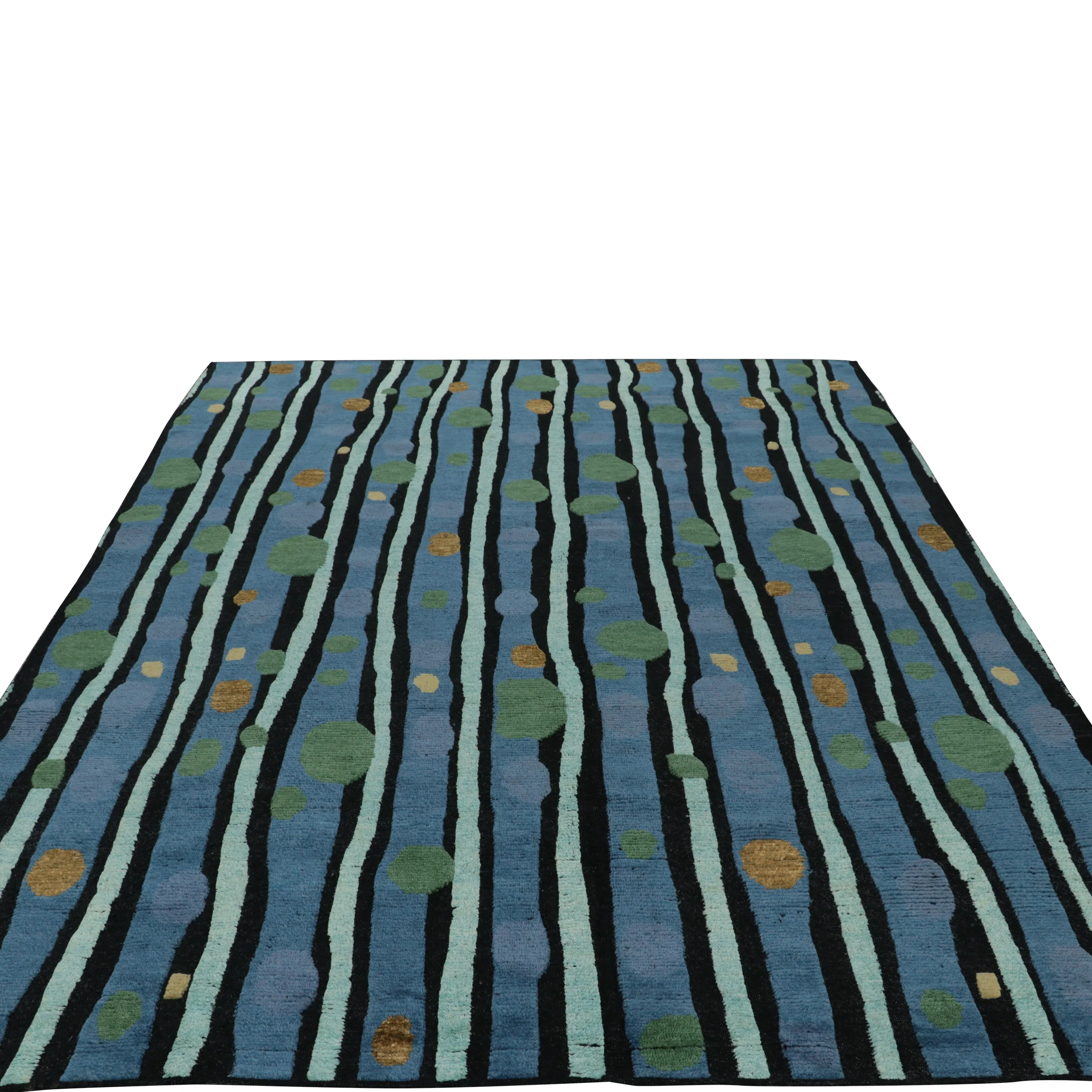 Blue Contemporary Wool Jute Rug - 8' x 9'11"