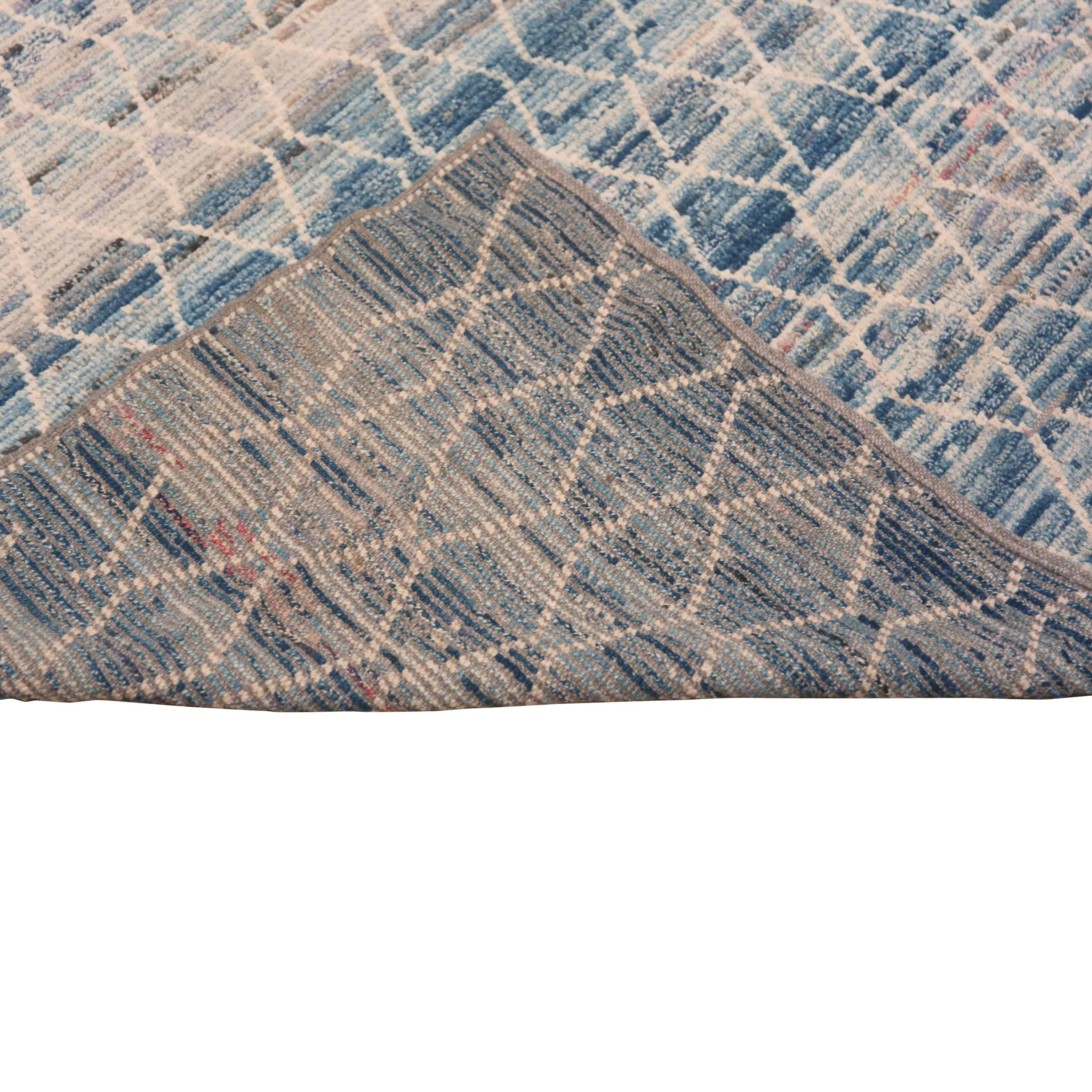 Blue Zameen Transitional Wool Rug - 6'4" x 9'