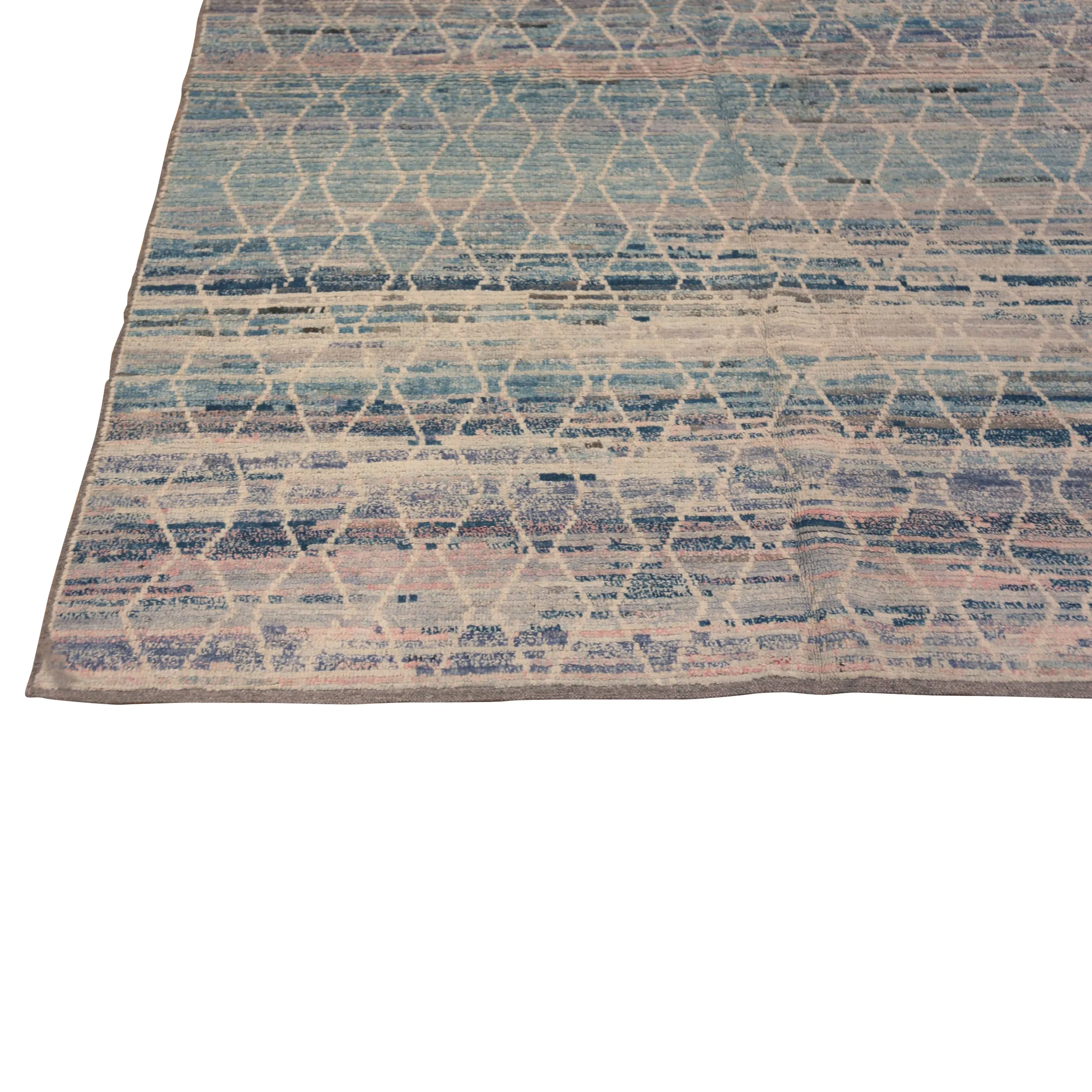 Blue Zameen Transitional Wool Rug - 6'4" x 9'