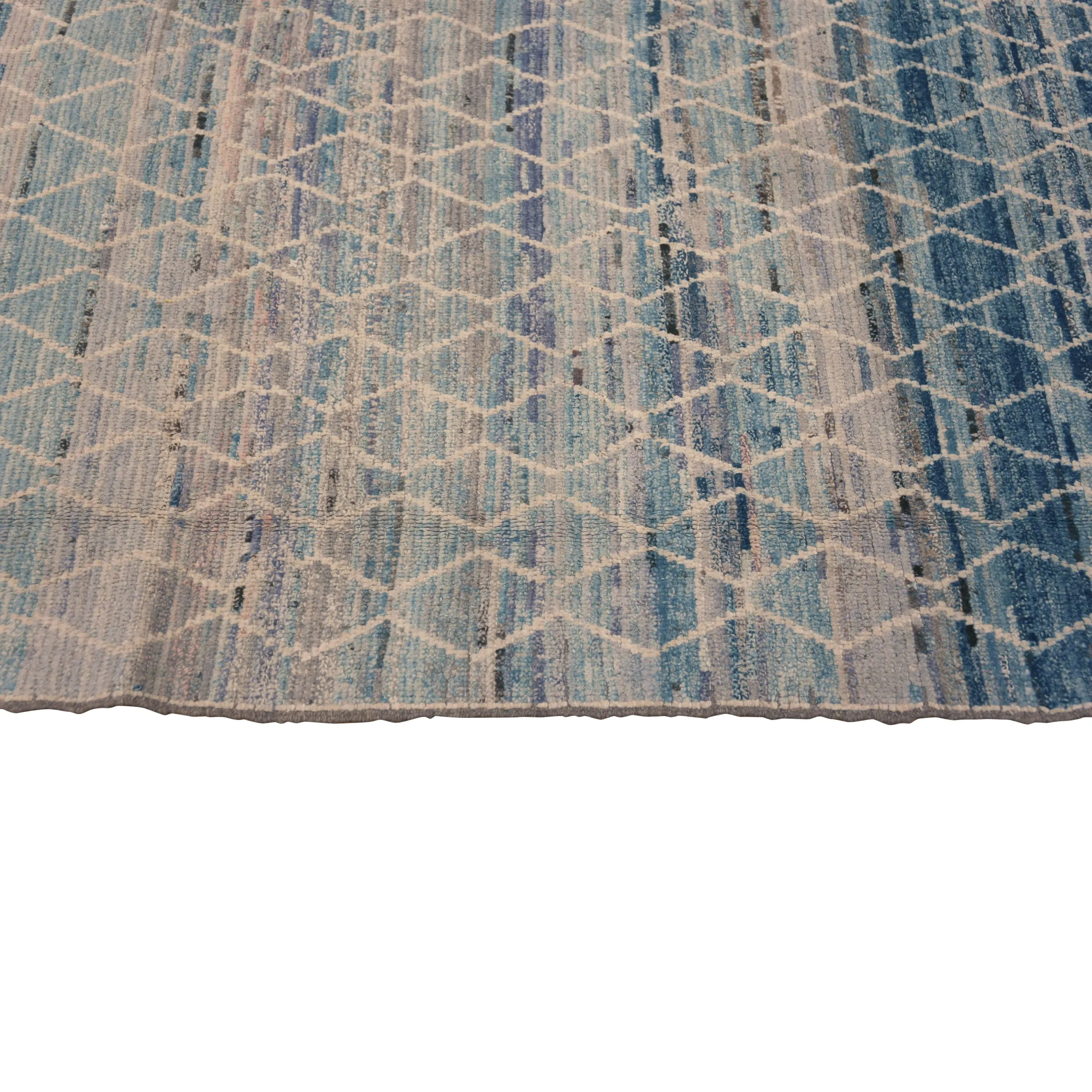 Blue Zameen Transitional Wool Rug - 6'4" x 9'