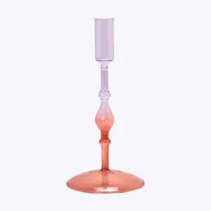 Burgundy & Purple Ombre Ornamental Glass Candlestick