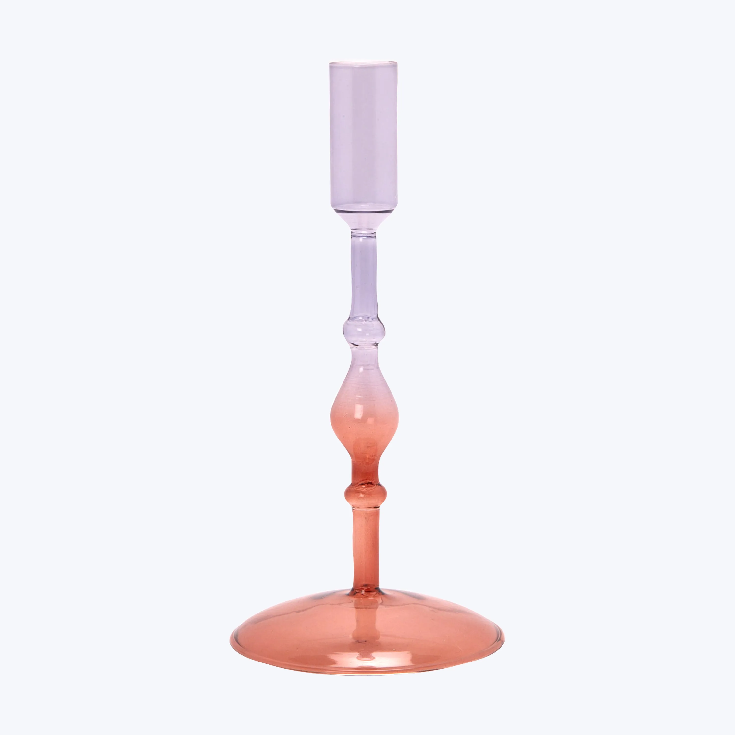 Burgundy & Purple Ombre Ornamental Glass Candlestick