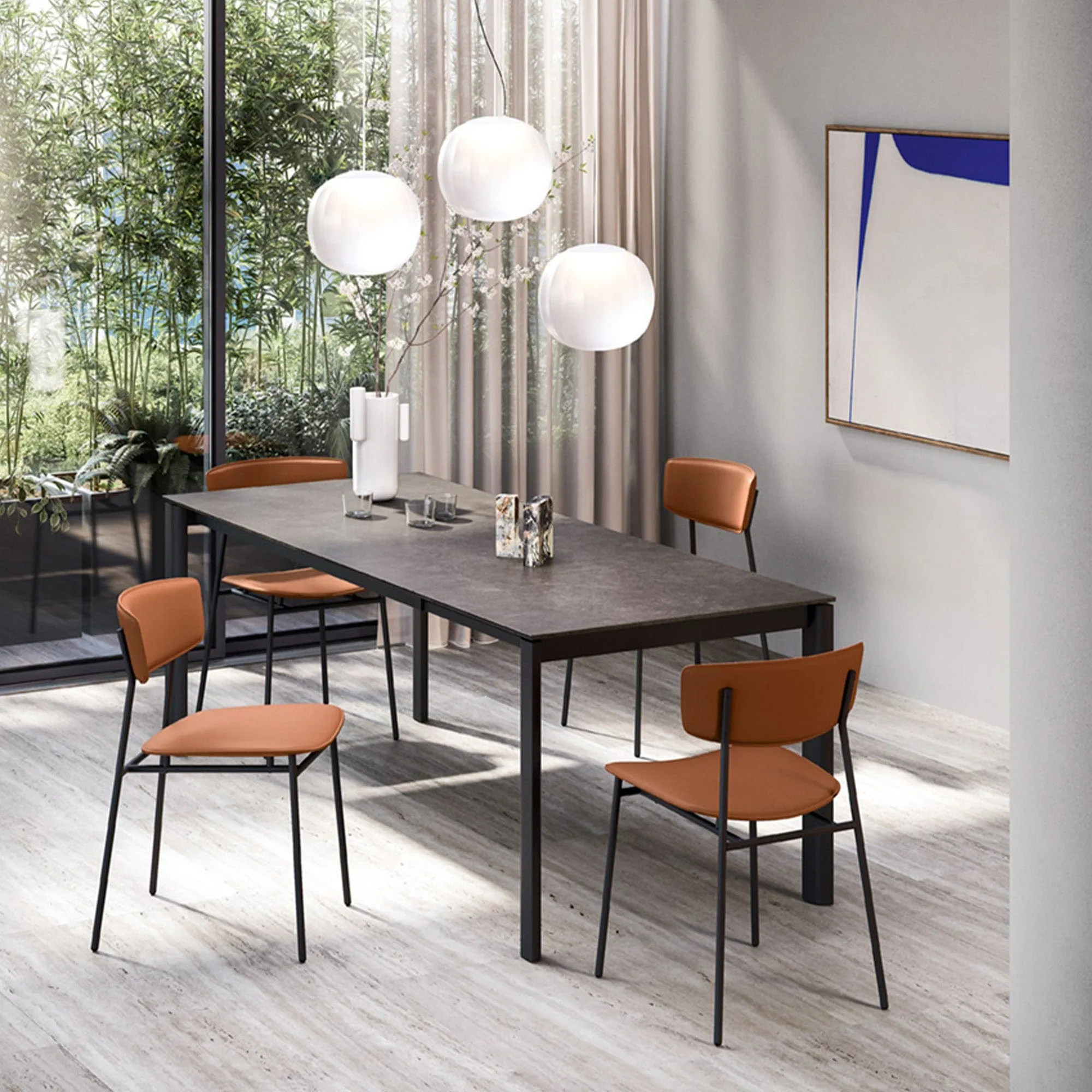 Calligaris Stream - Extending Dining Table In P14C Bronze Ceramic