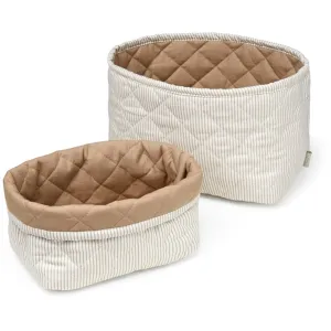 Cam Cam Copenhagen Quilted Storage Basket 2-pack Classic Stripes Camel