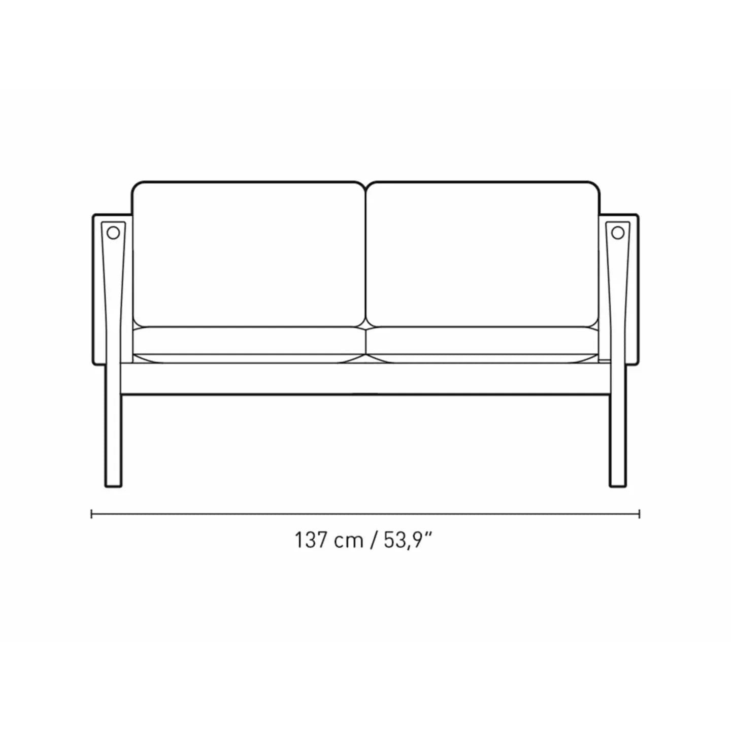 Carl Hansen Ch162 2 Seater Sofa Oak Smoke Colored Oil, Canvas 794