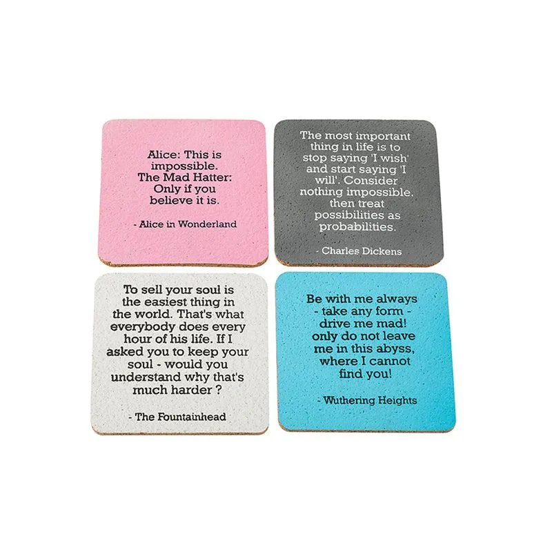 Classic Quotes Cork Coasters Set