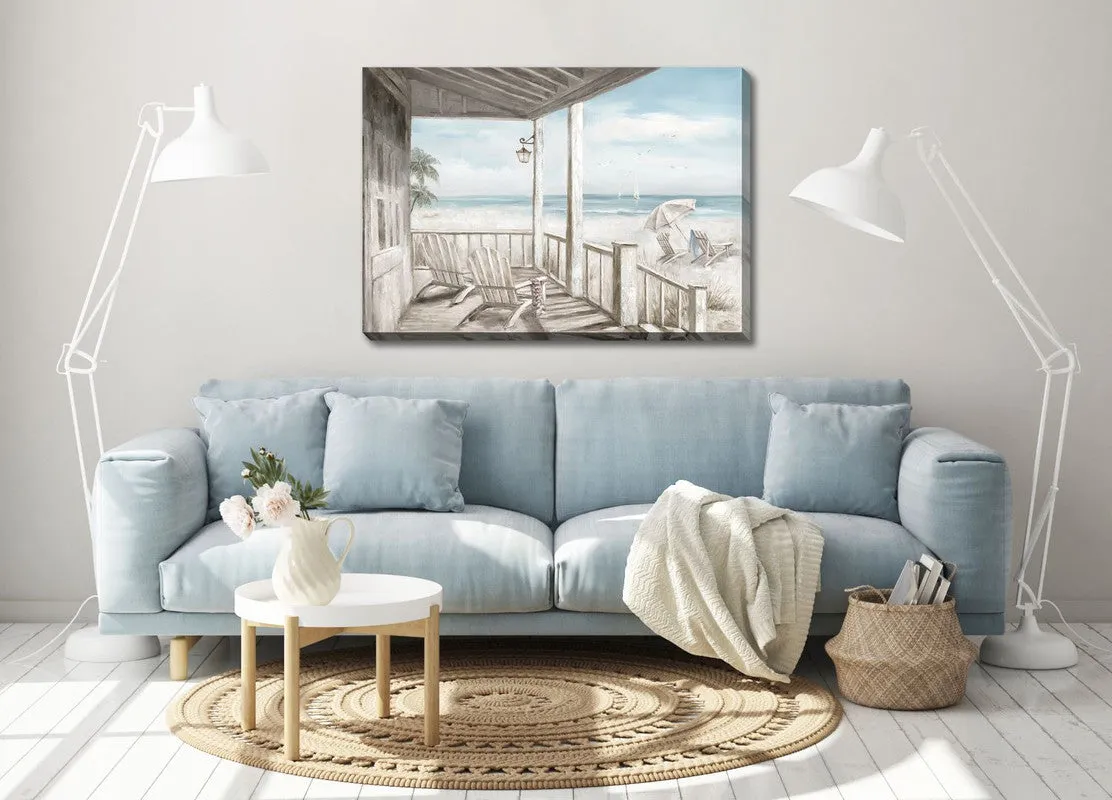 Coastal Sunrise Wall Art - White/Blue - 40 X 28