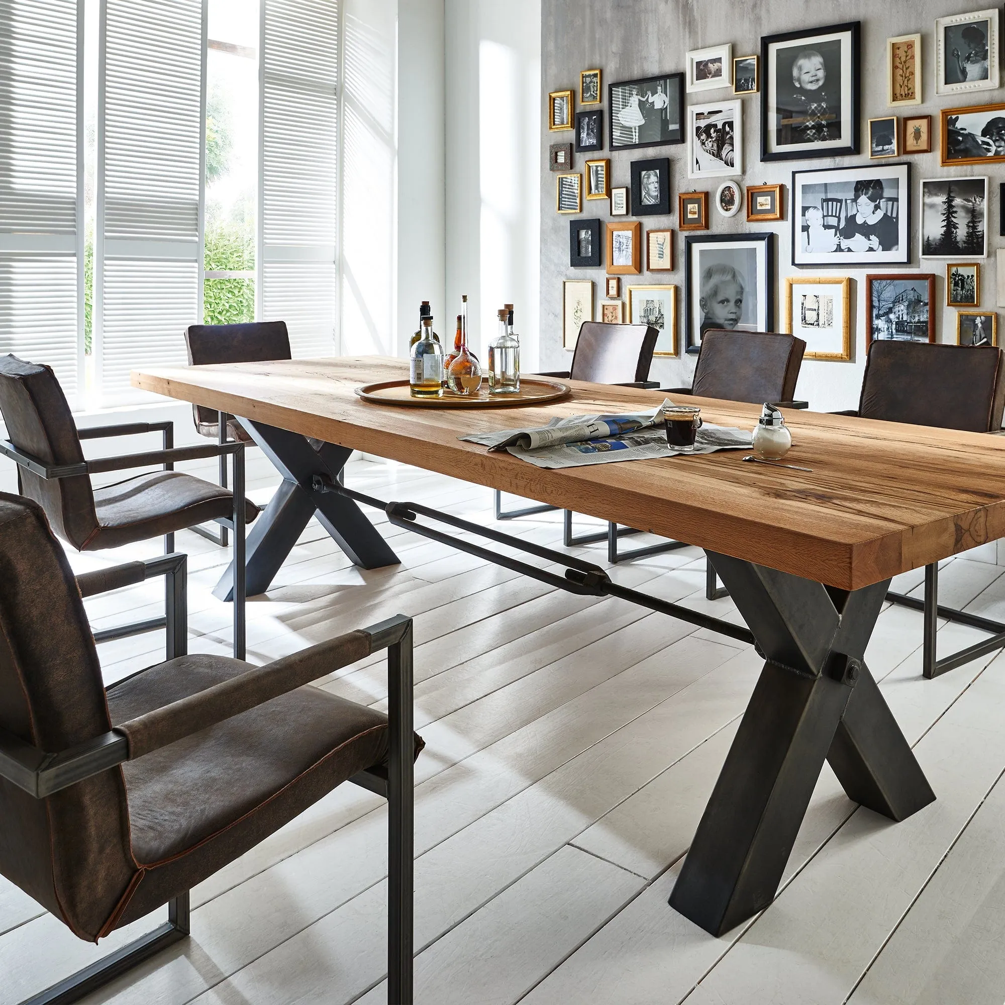 Colossus - Straight Edge Dining Table In Natural Oak With Kansas Leg
