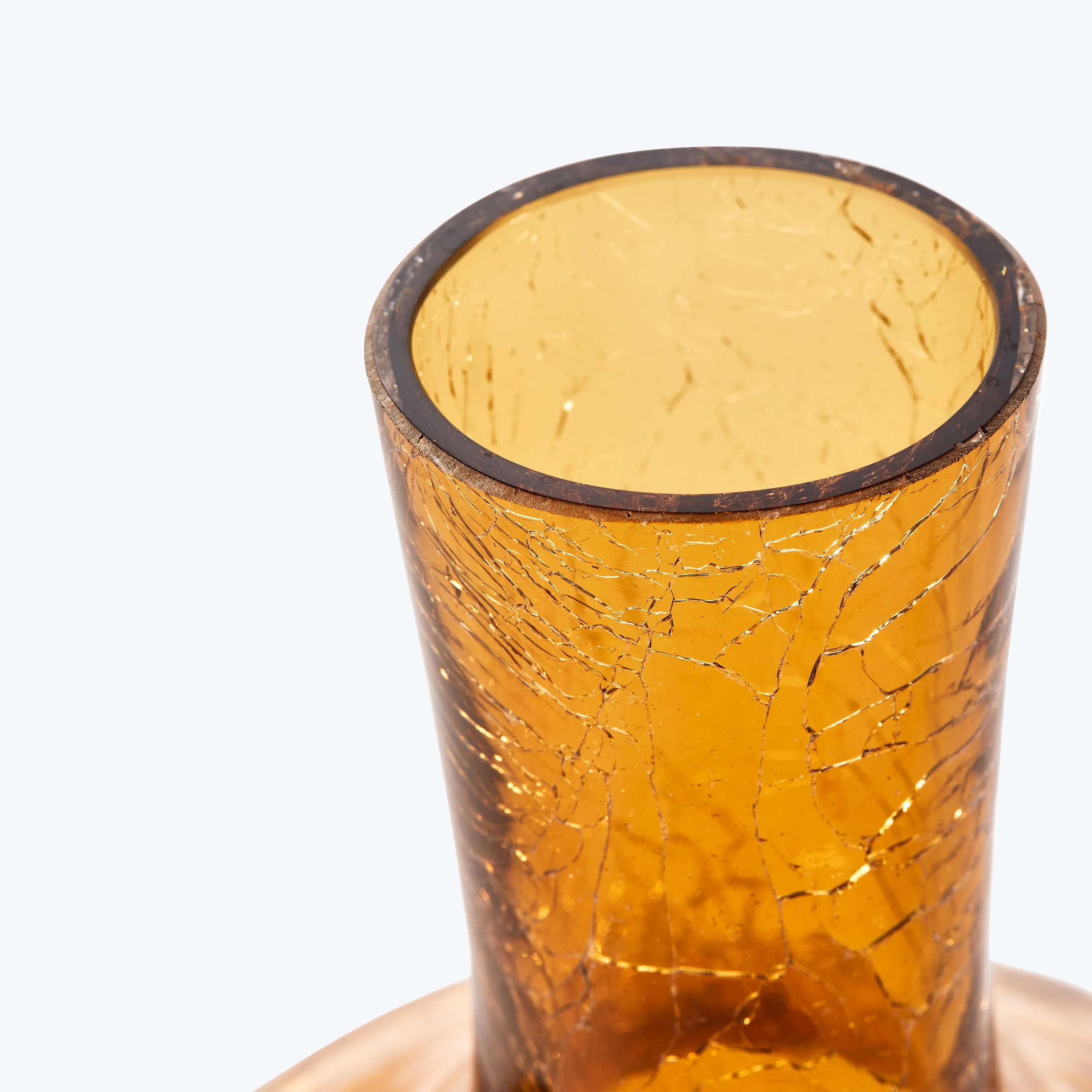Crackled Glass Ball Body Vase in Yellow