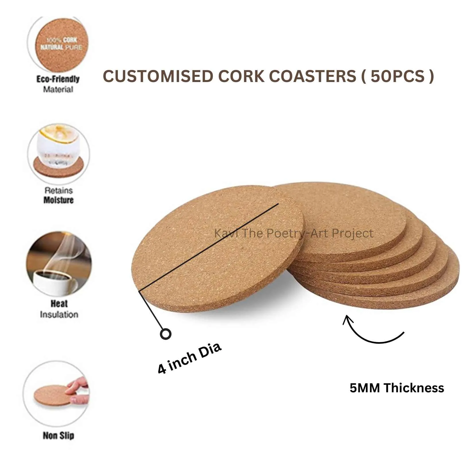 Customized Cork Coasters ( 50 pcs)