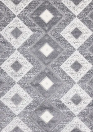 Diamond Mist 5'3" x 7'7" Diamond Pattern Area Rug - Grey, White
