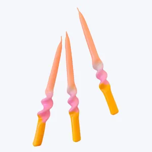 Dip Dye Twisted Taper Candle Set - Valentine Promise