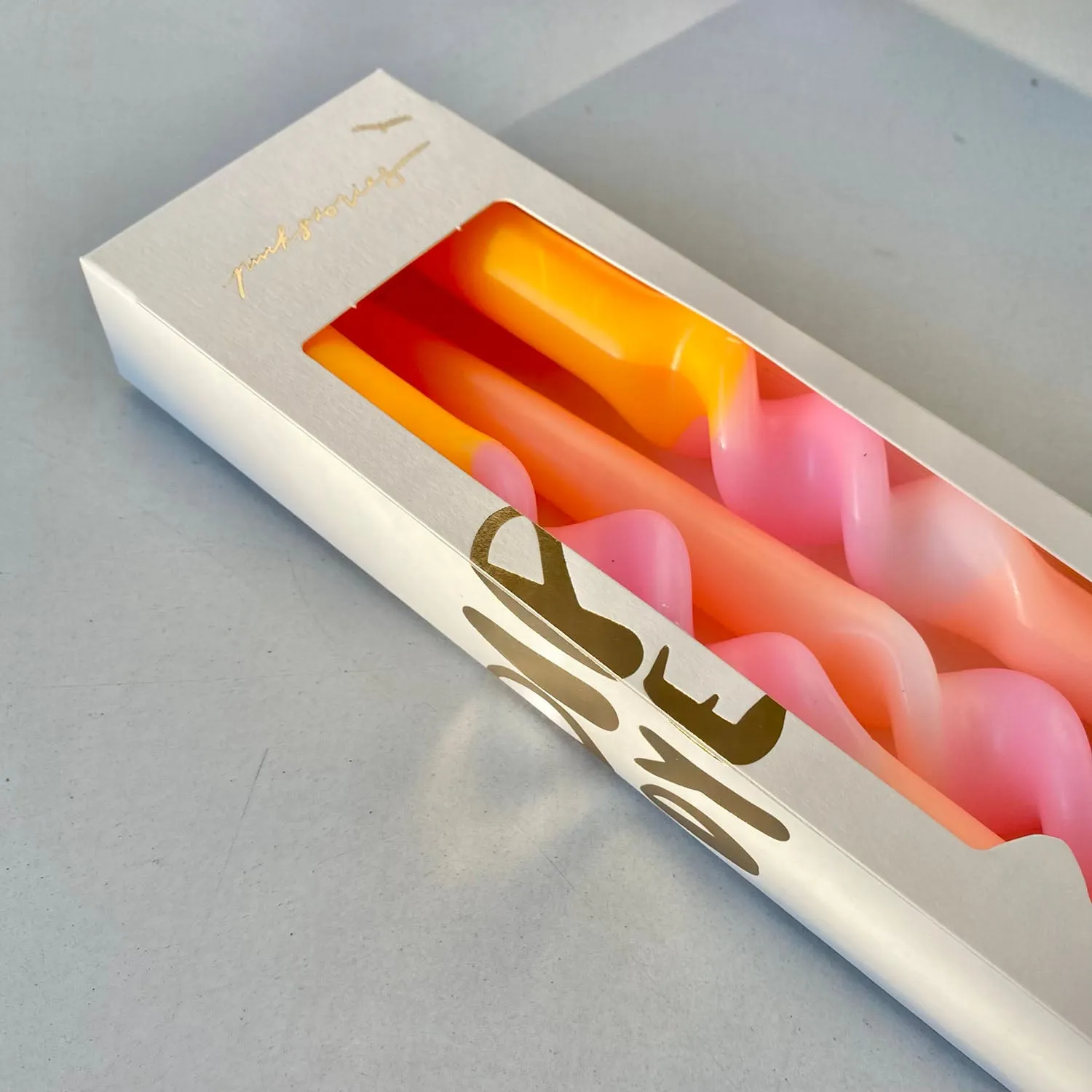 Dip Dye Twisted Taper Candle Set - Valentine Promise