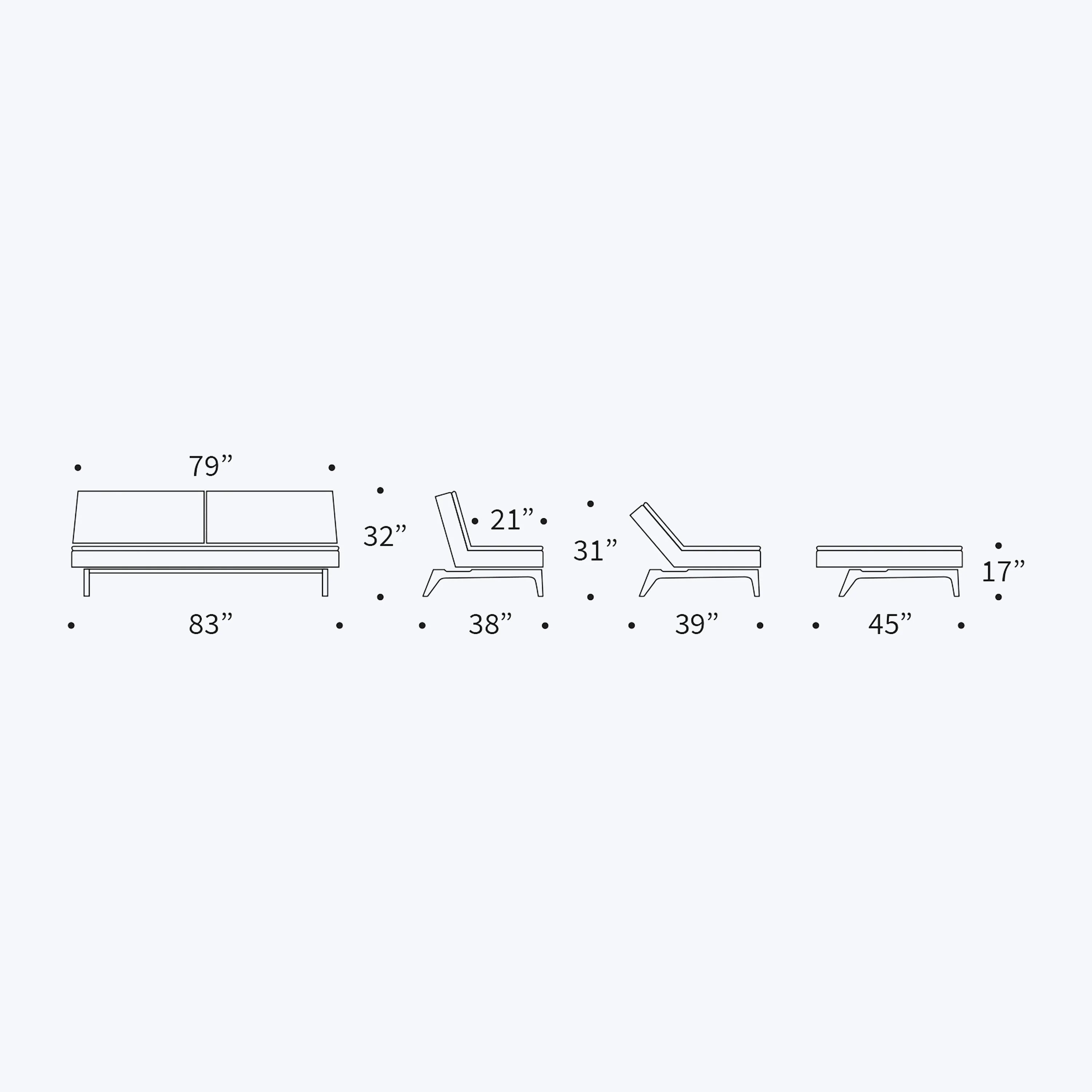 Dublexo Smoked Oak Armless Sleeper Sofa