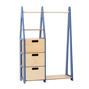 Duck Woodworks Children Wardrobe with Drawers Blue