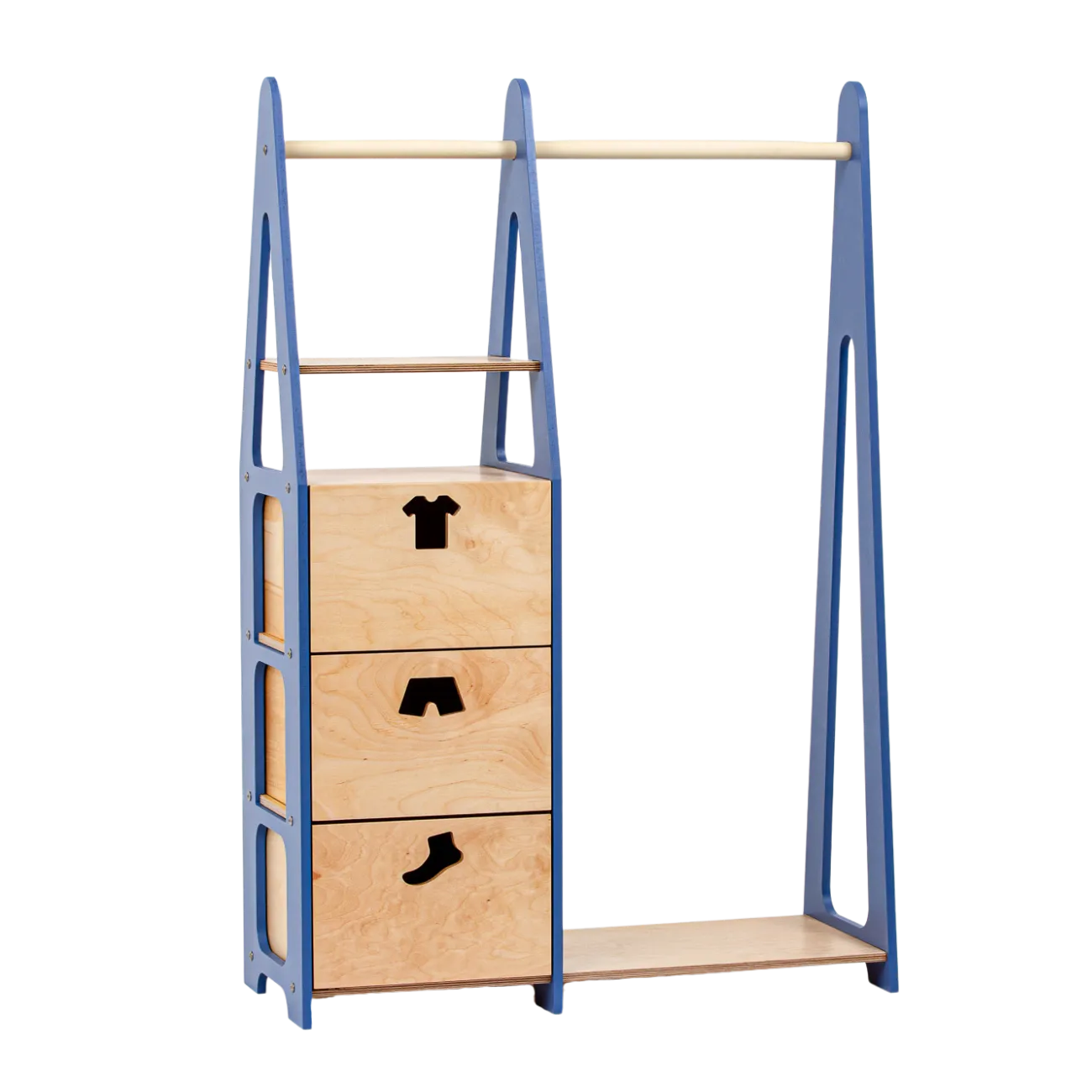 Duck Woodworks Children Wardrobe with Drawers Blue