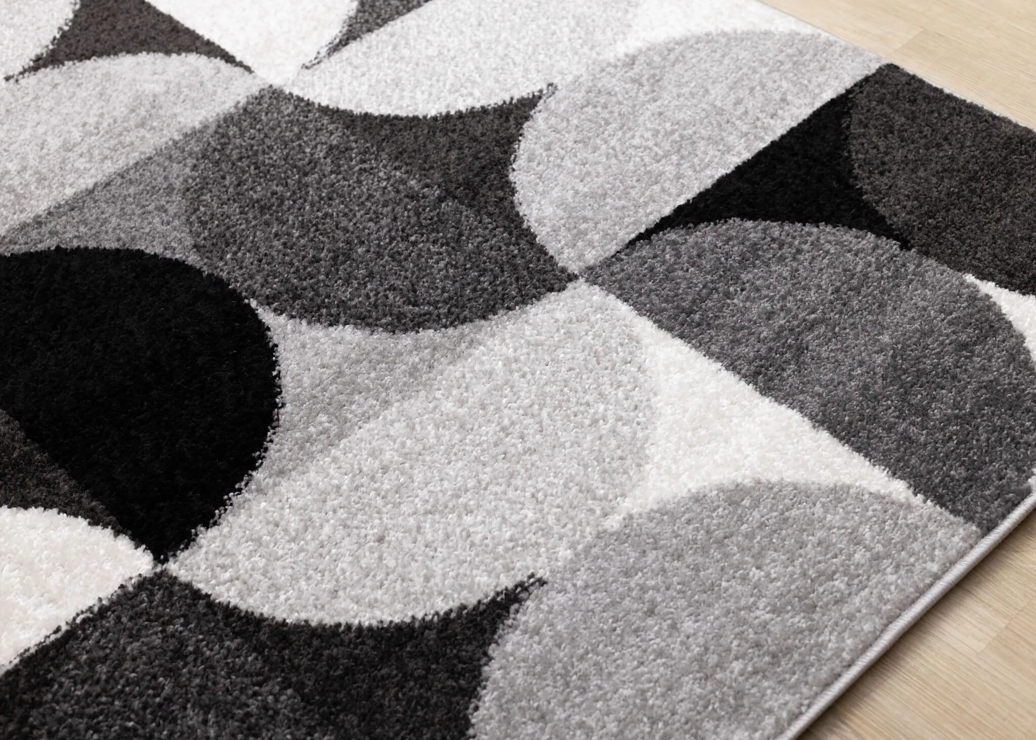 Eclipse 7'10" x 10'6" Mid-Century Modern Design Area Rug - Grey, Black, White