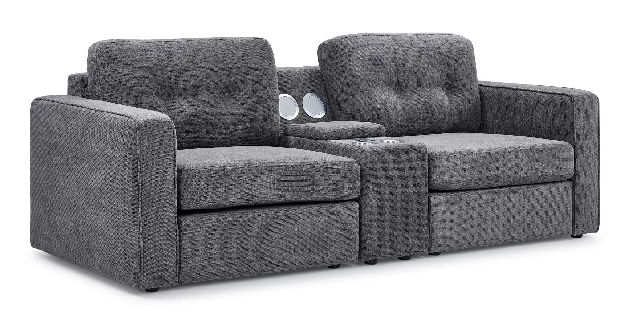 Feeling Connected - Connex 3-Piece Modular Chair with Storage Console - Light Grey