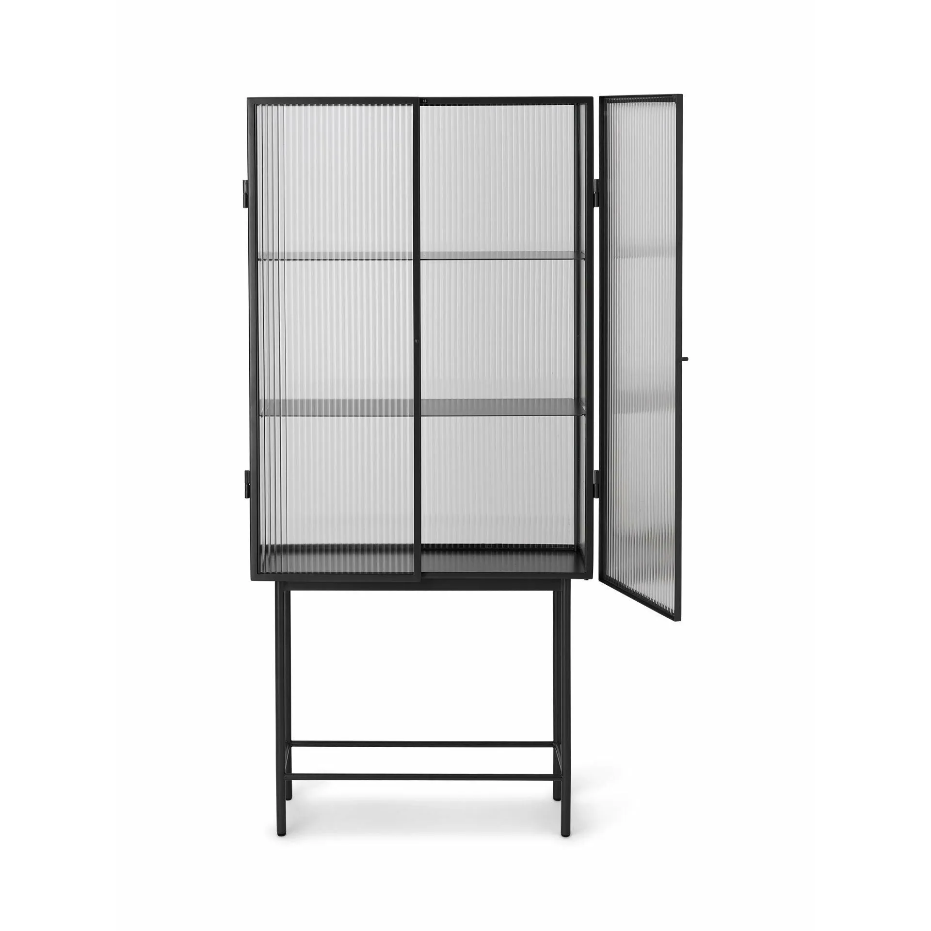 Ferm Living Haze Display Case Reeded Glass, Black