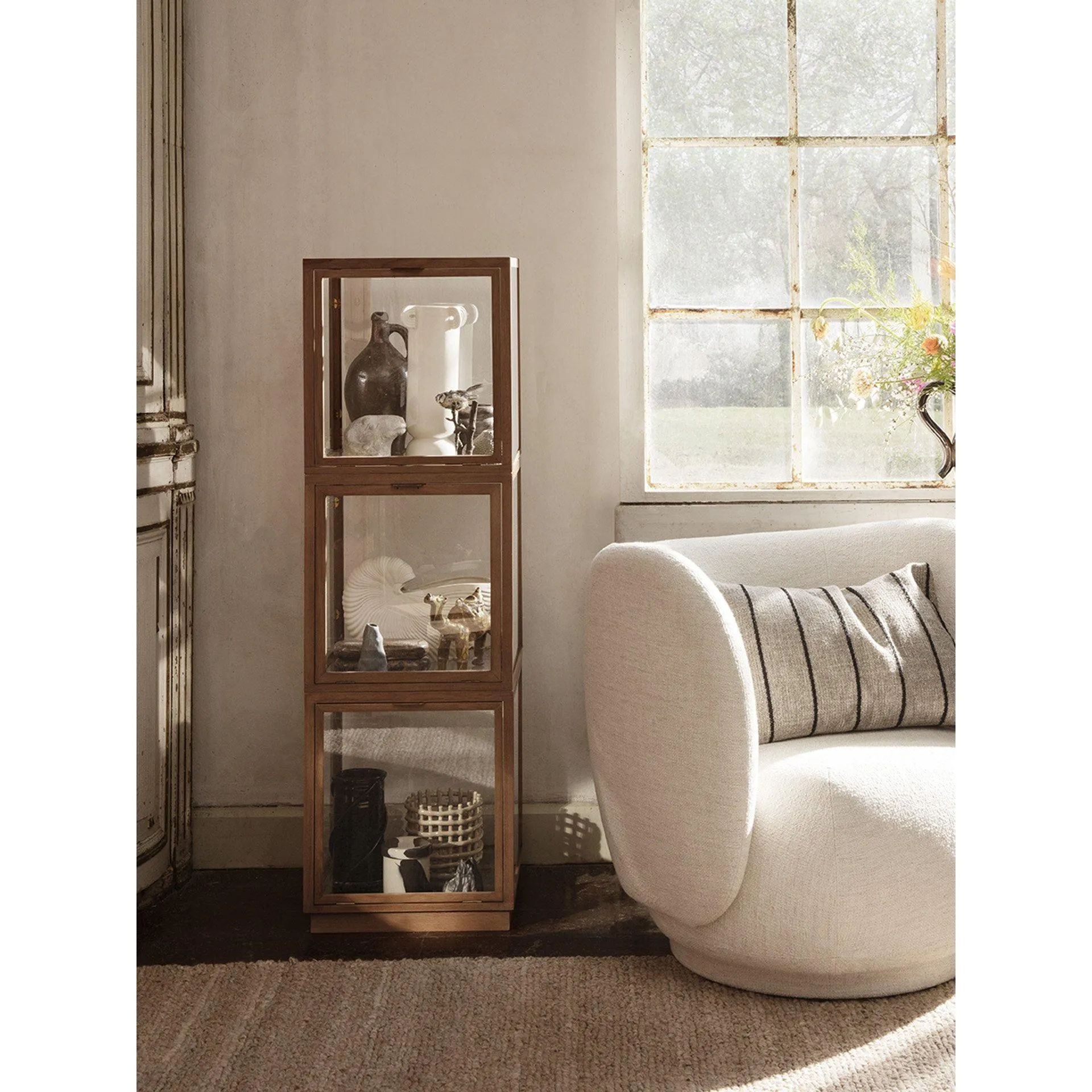 Ferm Living Mira Glass Case, Dark Stained Oak