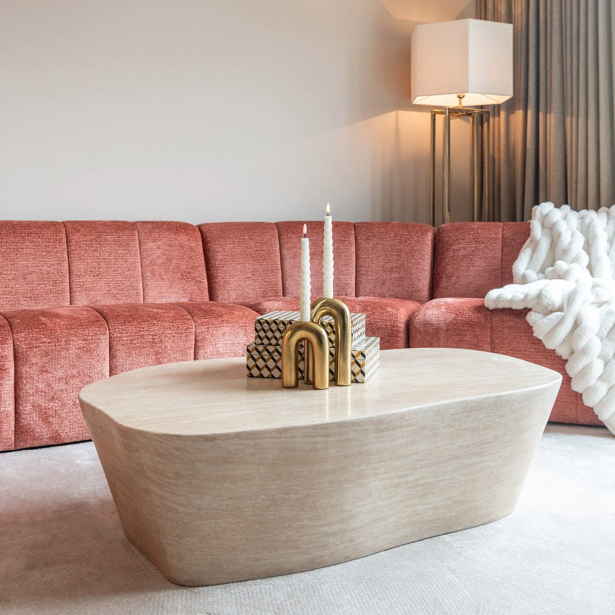 Franklin - 125cm Coffee Table In Faux Travertine