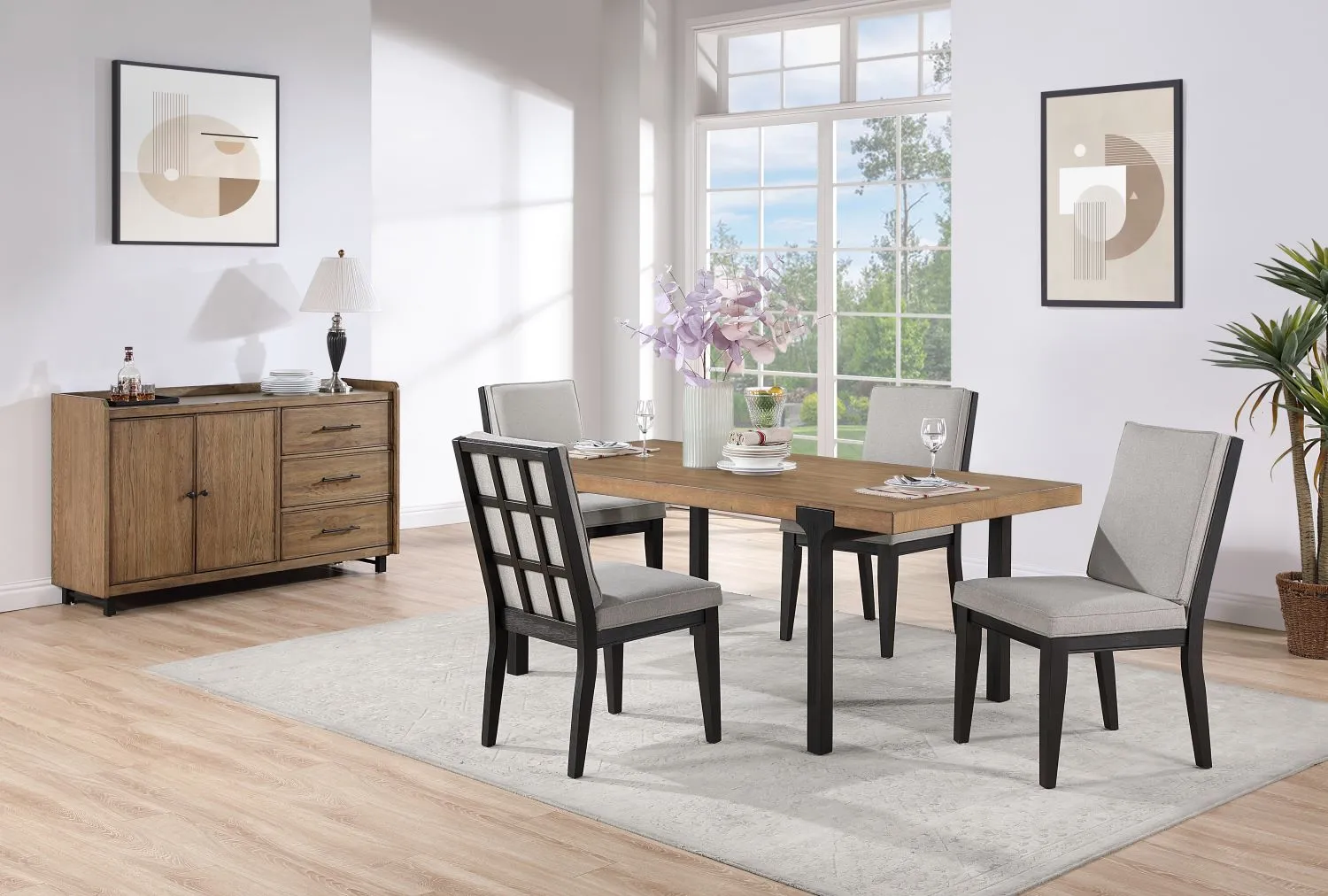 Freye Grid Side Chair - Beige, Brown