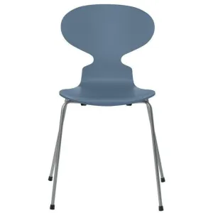Fritz Hansen Ant™ Chair Lacquered Dusk Blue Shell, Silver Grey Base