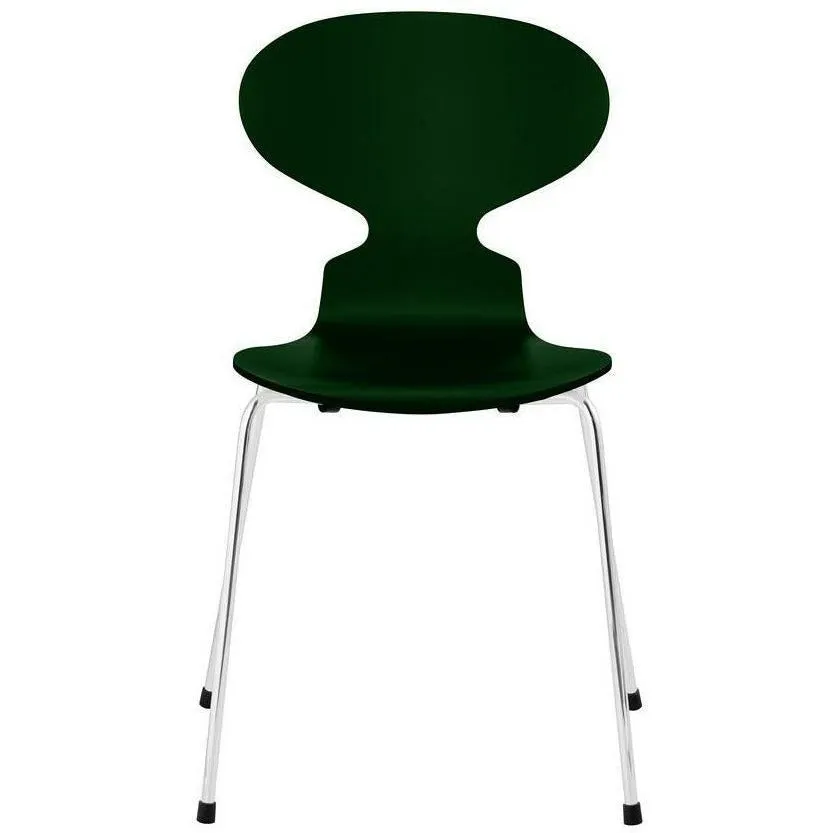 Fritz Hansen Ant™ Chair Lacquered Evergreen Shell, Chrome Plated Steel Base