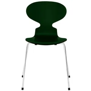 Fritz Hansen Ant™ Chair Lacquered Evergreen Shell, Chrome Plated Steel Base