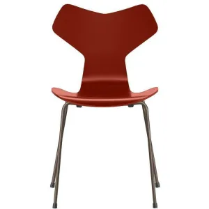 Fritz Hansen Grand Prix™ Chair Lacquered Venetian Red Shell, Brown Bronze Base