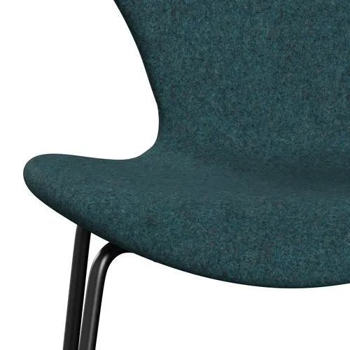 Fritz Hansen Series 7™ Chair Full Upholstery, Black/Divina Md Turquoise Dark