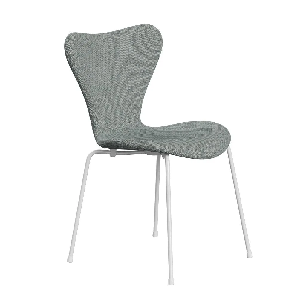 Fritz Hansen Series 7™ Chair Full Upholstery, White/Re Wool Pale Aqua