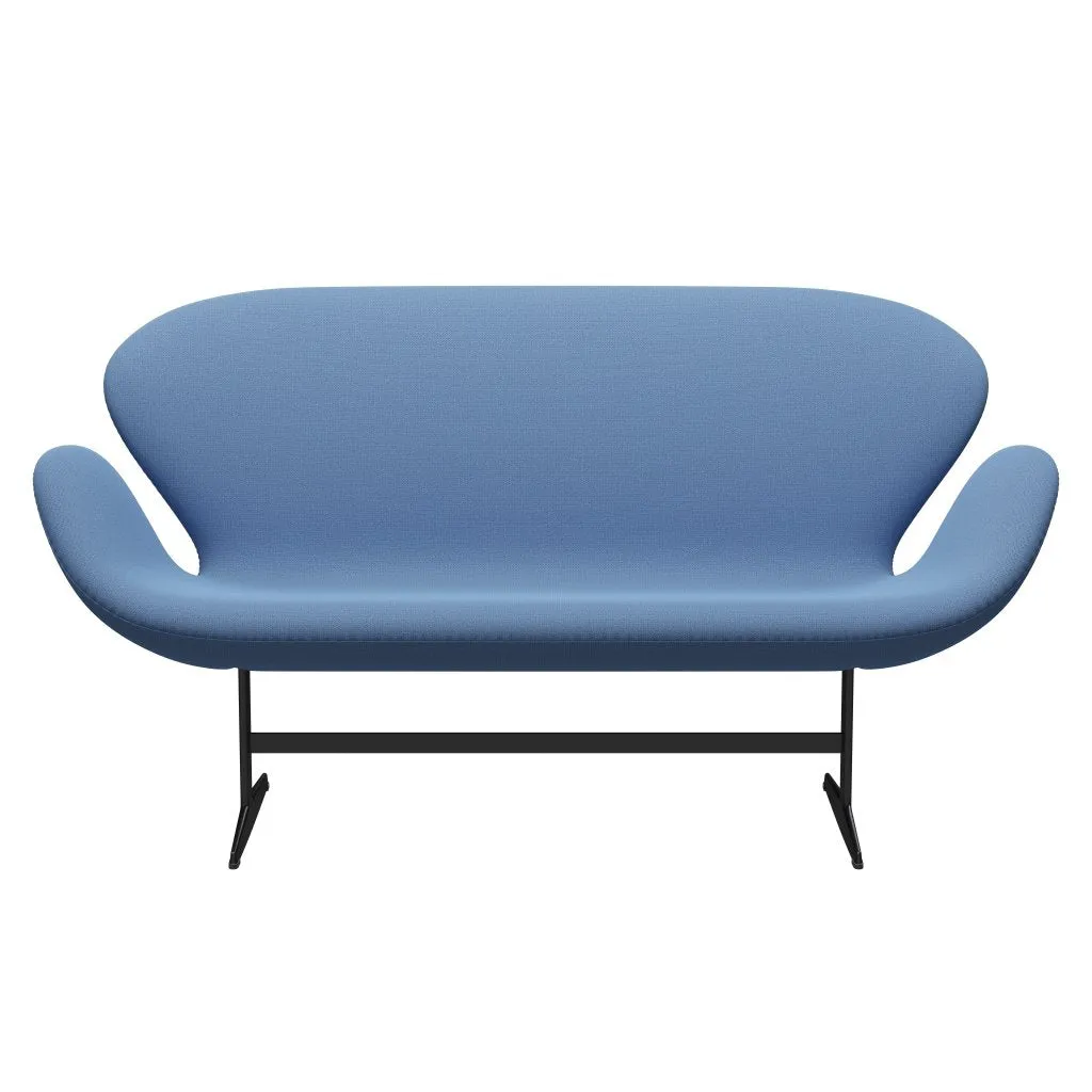 Fritz Hansen Swan™ Sofa 2 Seater, Black Lacquered/Capture Inst Ant™ Blue