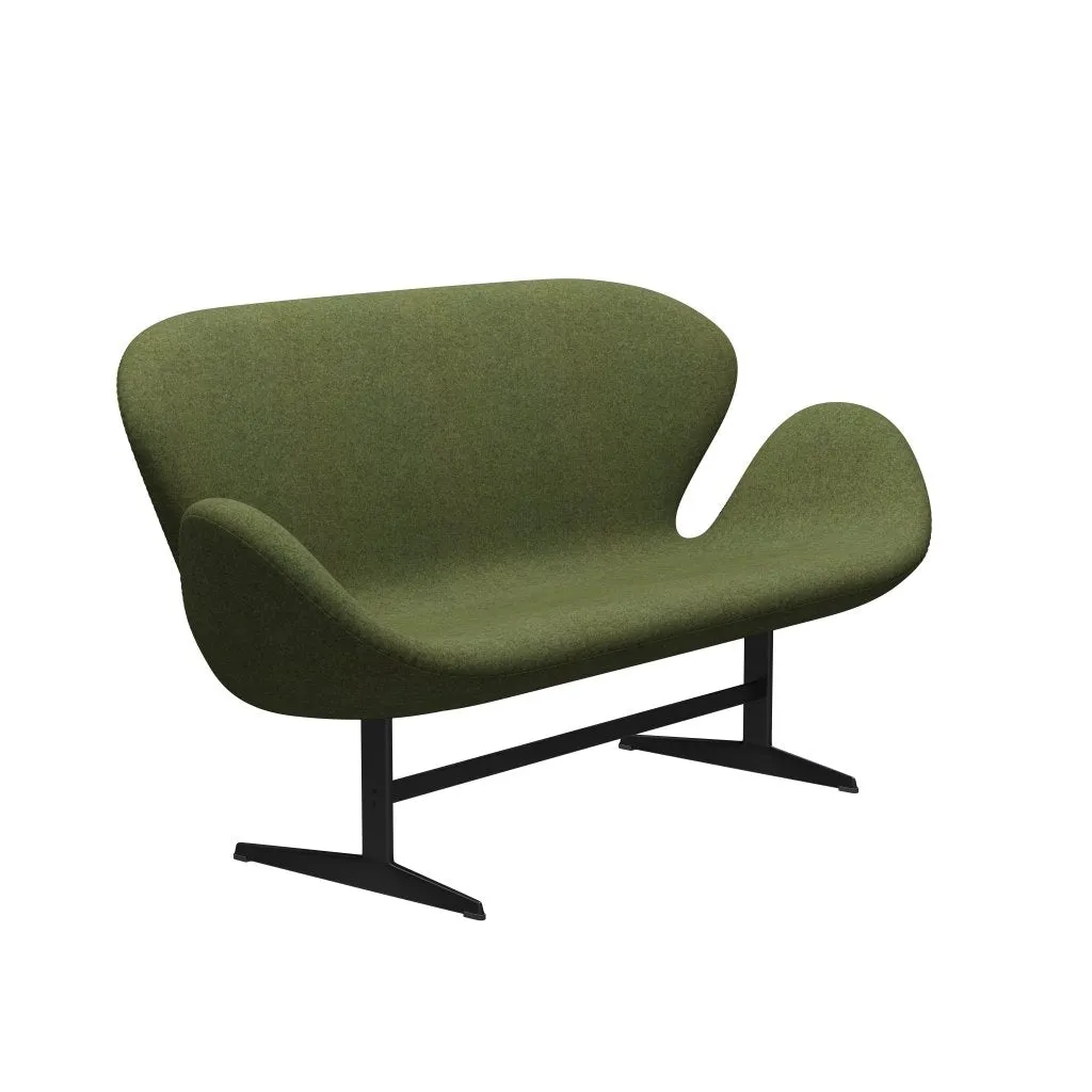 Fritz Hansen Swan™ Sofa 2 Seater, Black Lacquered/Divina Md Wintergreen
