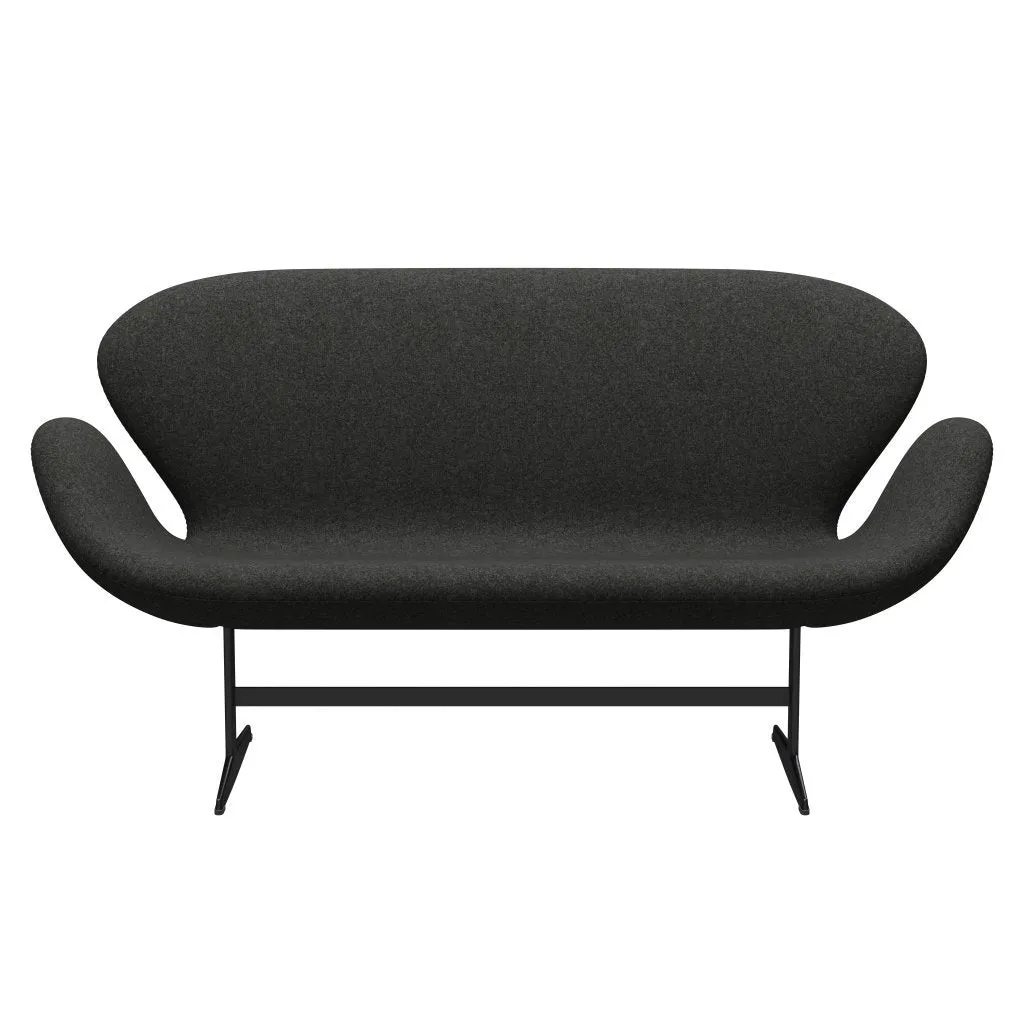Fritz Hansen Swan™ Sofa 2 Seater, Black Lacquered/Divina Melange Grey
