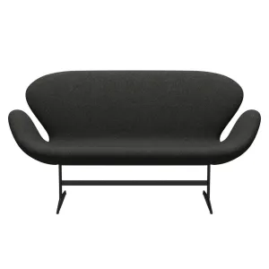 Fritz Hansen Swan™ Sofa 2 Seater, Black Lacquered/Divina Melange Grey