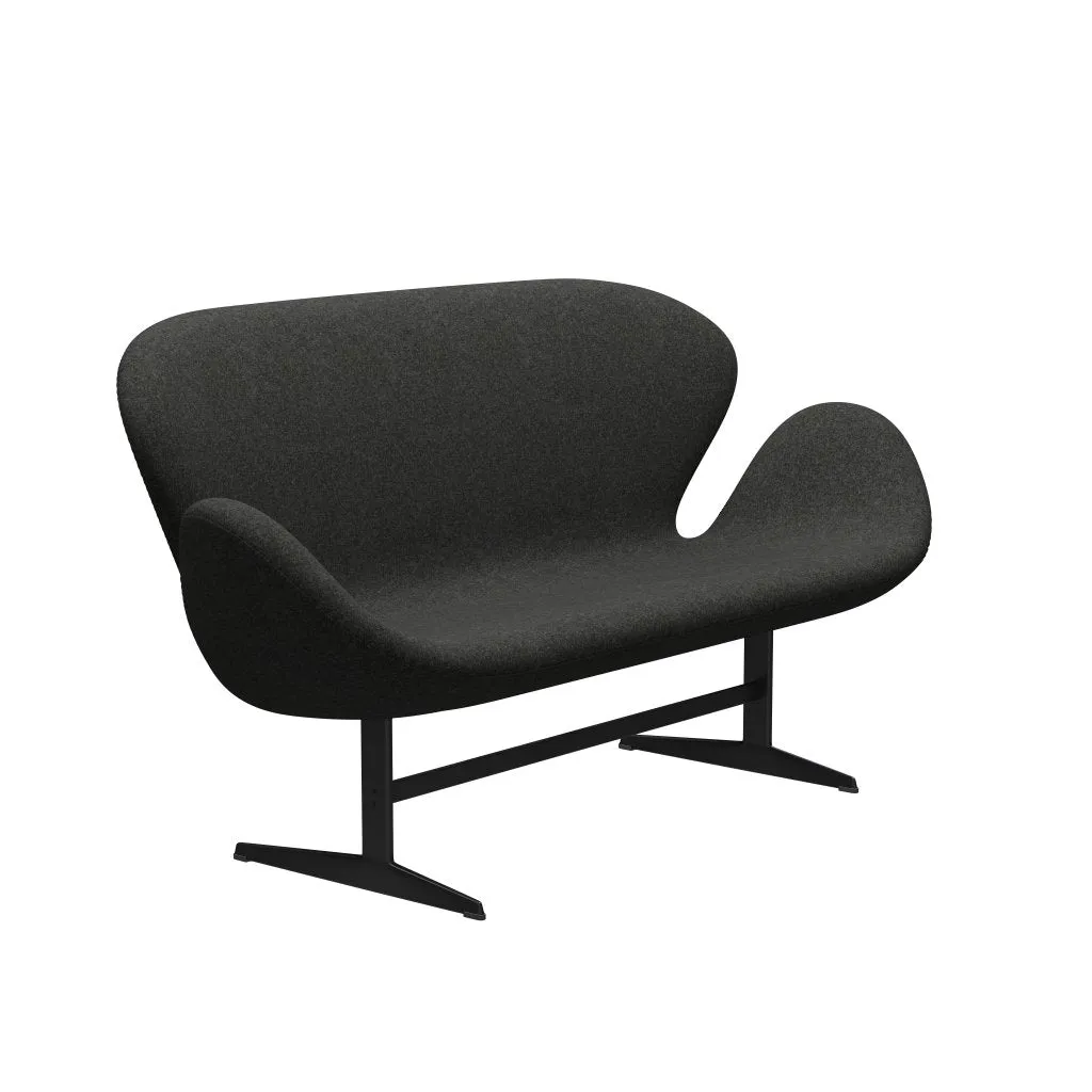 Fritz Hansen Swan™ Sofa 2 Seater, Black Lacquered/Divina Melange Grey