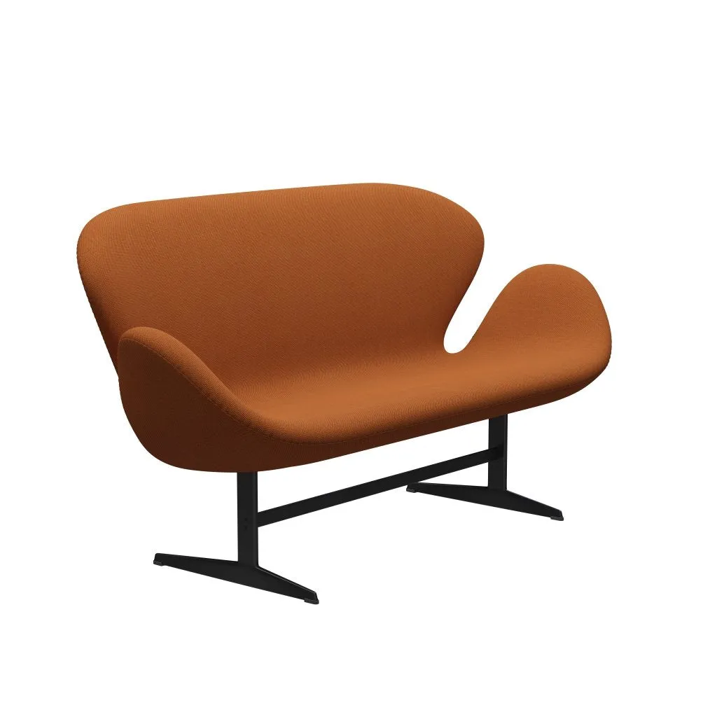 Fritz Hansen Swan™ Sofa 2 Seater, Black Lacquered/Steelcut Trio Burnt Orange