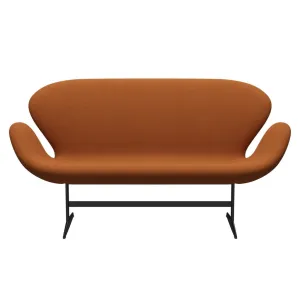 Fritz Hansen Swan™ Sofa 2 Seater, Black Lacquered/Steelcut Trio Burnt Orange