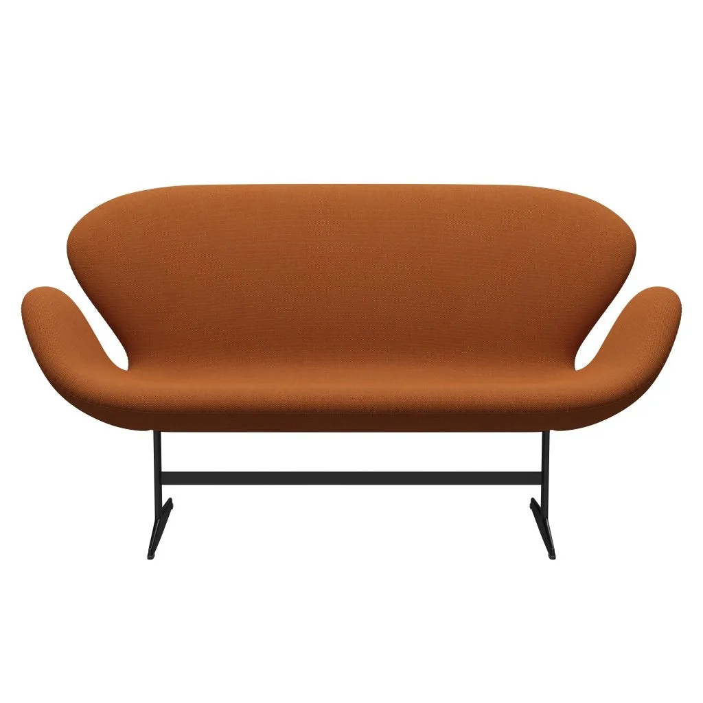 Fritz Hansen Swan™ Sofa 2 Seater, Black Lacquered/Steelcut Trio Burnt Orange